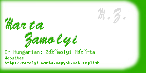 marta zamolyi business card